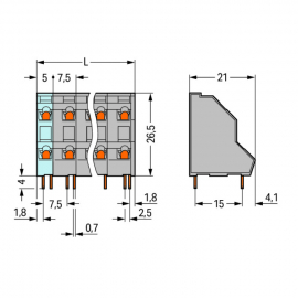 WAGO | 736-553 | DOUBLE-DECK PCB TERMINAL BLOCK; 2.5 MM&sup2;; PI