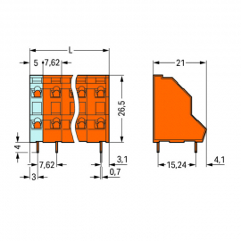 WAGO | 736-608 | DOUBLE-DECK PCB TERMINAL BLOCK; 2.5 MM&sup2;; PI