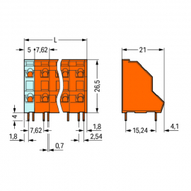 WAGO | 736-662 | DOUBLE-DECK PCB TERMINAL BLOCK; 2.5 MM&sup2;; PI