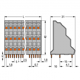 WAGO | 737-212 | TRIPLE-DECK PCB TERMINAL BLOCK; 2.5 MM&sup2;; PI