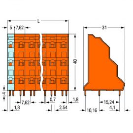WAGO | 737-656 | TRIPLE-DECK PCB TERMINAL BLOCK; 2.5 MM&sup2;; PI