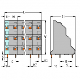 WAGO | 737-712 | TRIPLE-DECK PCB TERMINAL BLOCK; 2.5 MM&sup2;; PI