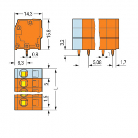 WAGO | 739-155 | PCB TERMINAL BLOCK; 2.5 MM&sup2;; PIN SPACING 5.