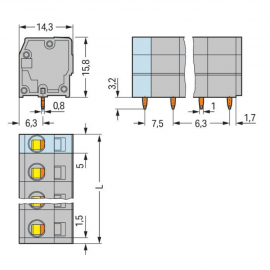 WAGO | 739-205 | PCB TERMINAL BLOCK; 2.5 MM&sup2;; PIN SPACING 7.
