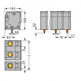WAGO | 739-3209 | PCB TERMINAL BLOCK; 2.5 MM&sup2;; PIN SPACING 1