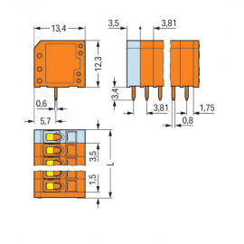 WAGO | 739-340 | PCB TERMINAL BLOCK; 1.5 MM&sup2;; PIN SPACING 3.