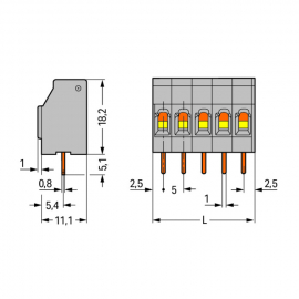WAGO | 740-107 | PCB TERMINAL BLOCK; 2.5 MM&sup2;; PIN SPACING 5