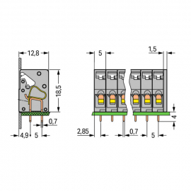 WAGO | 741-103 | PCB TERMINAL BLOCK; PUSH-BUTTON; 2.5 MM&sup2;; P