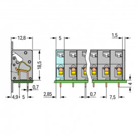 WAGO | 741-307 | PCB TERMINAL BLOCK; PUSH-BUTTON; 2.5 MM&sup2;; P