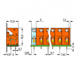 WAGO | 741-403 | PCB TERMINAL BLOCK; PUSH-BUTTON; 2.5 MM&sup2;; P