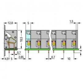 WAGO | 741-506 | PCB TERMINAL BLOCK; PUSH-BUTTON; 2.5 MM&sup2;; P