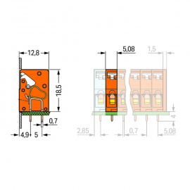 WAGO | 741-911 | STACKABLE PCB TERMINAL BLOCK; PUSH-BUTTON;