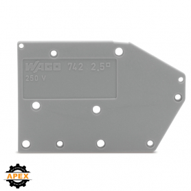 WAGO | 742-100 | END PLATE; SNAP-FIT TYPE; 1.5 MM THICK; GRA