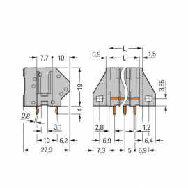 WAGO | 745-103 | PCB TERMINAL BLOCK; 4 MM&sup2;; PIN SPACING 5 MM