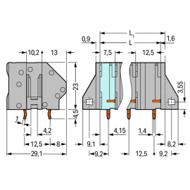 WAGO | 745-1404 | PCB TERMINAL BLOCK; 6 MM&sup2;; PIN SPACING 12.