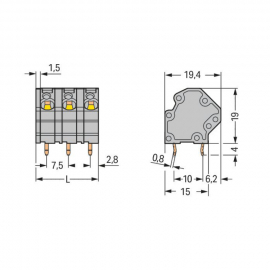 WAGO | 745-3154 | PCB TERMINAL BLOCK; 4 MM&sup2;; PIN SPACING 7.5