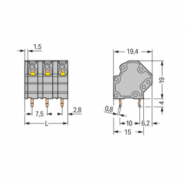 WAGO | 745-3162 | PCB TERMINAL BLOCK; 4 MM&sup2;; PIN SPACING 7.5