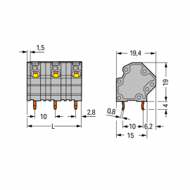 WAGO | 745-3212 | PCB TERMINAL BLOCK; 4 MM&sup2;; PIN SPACING 10