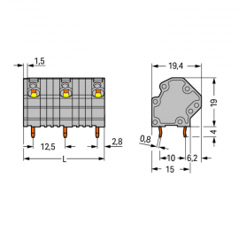 WAGO | 745-3254 | PCB TERMINAL BLOCK; 4 MM&sup2;; PIN SPACING 12.
