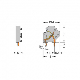 WAGO | 745-3806 | STACKABLE PCB TERMINAL BLOCK 4 MM&sup2; PIN SPA