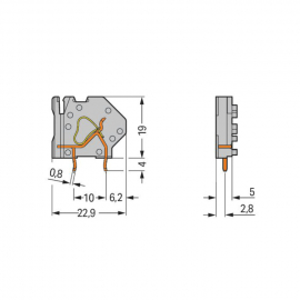 WAGO | 745-807 | STACKABLE PCB TERMINAL BLOCK; 4 MM&sup2;; PIN SP