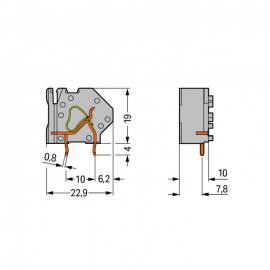 WAGO | 745-821 | STACKABLE PCB TERMINAL BLOCK; 4 MM&sup2;; PIN SP