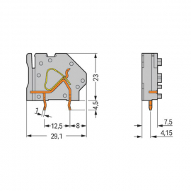 WAGO | 745-831 | STACKABLE PCB TERMINAL BLOCK; 6 MM&sup2;; PIN SP