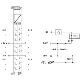 WAGO | 750-1423 | 4-CHANNEL DIGITAL INPUT; 24 VDC; 0.2 MS; L