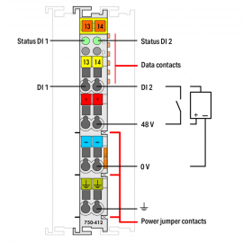 WAGO | 750-412 | 2-CHANNEL DIGITAL INPUT; 48 VDC; 3 MS; LIGH