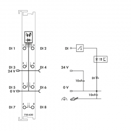 WAGO | 750-430 | 8-CHANNEL DIGITAL INPUT; 24 VDC; 3 MS; LIGH