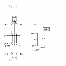 WAGO | 750-432 | 4-CHANNEL DIGITAL INPUT; 24 VDC; 3 MS; 2-CO