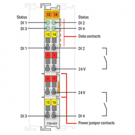 WAGO | 750-432 | 4-CHANNEL DIGITAL INPUT; 24 VDC; 3 MS; 2-CO