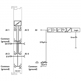 WAGO | 750-457 | 4-CHANNEL ANALOG INPUT; &plusmn;10 VDC; SINGLE-END
