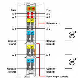 WAGO | 750-457/025-000 | 4-CHANNEL ANALOG INPUT; &plusmn;10 VDC; SI