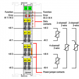 WAGO | 750-464 | 2/4-CHANNEL ANALOG INPUT; RESISTANCE MEASUR