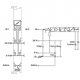 WAGO | 750-465/025-000 | 2-CHANNEL ANALOG INPUT; 0 &hellip; 20 MA;
