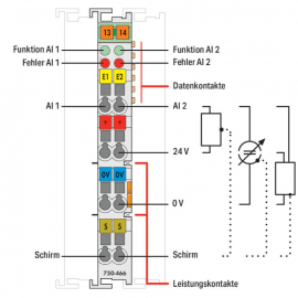 WAGO | 750-466 | 2-CHANNEL ANALOG INPUT; 4 &hellip; 20 MA; SINGLE-E