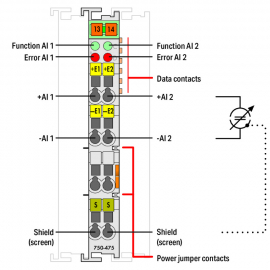 WAGO | 750-475 | 2-CHANNEL ANALOG INPUT; 0 &hellip; 1 A AC/DC; DIFF