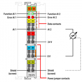 WAGO | 750-476/000-200 | 2-CHANNEL ANALOG INPUT; &plusmn;10 VDC; SI