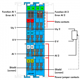 WAGO | 750-485 | 2-CHANNEL ANALOG INPUT; 4 &hellip; 20 MA; SINGLE-E