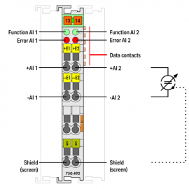 WAGO | 750-492 | 2-CHANNEL ANALOG INPUT; 4 &hellip; 20 MA; DIFFEREN