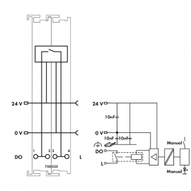 WAGO | 750-523 | 1-CHANNEL RELAY OUTPUT; AC 250 V; 16 A; POT