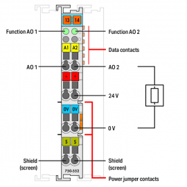 WAGO | 750-552/025-000 | 2-CHANNEL ANALOG OUTPUT; 0 &hellip; 20 MA;