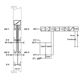 WAGO | 750-553 | 4-CHANNEL ANALOG OUTPUT; 0 &hellip; 20 MA; LIGHT G