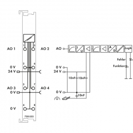 WAGO | 750-555 | 4-CHANNEL ANALOG OUTPUT; 4 &hellip; 20 MA; LIGHT G