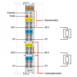 WAGO | 750-555 | 4-CHANNEL ANALOG OUTPUT; 4 &hellip; 20 MA; LIGHT G