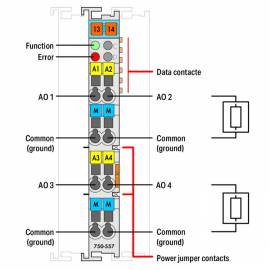 WAGO | 750-557 | 4-CHANNEL ANALOG OUTPUT; &plusmn;10 VDC; LIGHT GRA