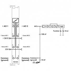 WAGO | 750-562 | 2-CHANNEL ANALOG OUTPUT; 0 &hellip; 10 V/&plusmn;10 VDC;