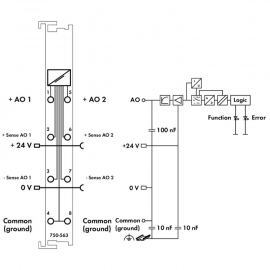 WAGO | 750-563 | 2-CHANNEL ANALOG OUTPUT; 0/4 &hellip; 20 MA; 16 BI