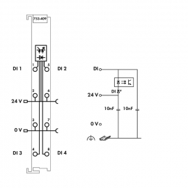 WAGO | 753-409 | 4-CHANNEL DIGITAL INPUT; 24 VDC; 0.2 MS; LO